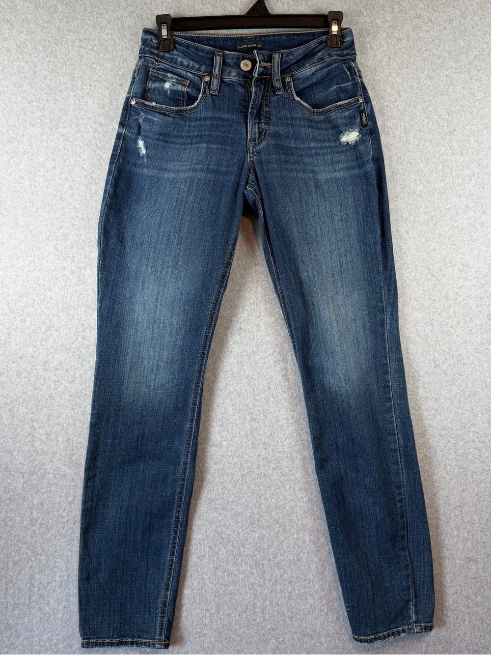Silver Jeans Boyfriend Indigo Skinny Jeans with Faded Wash